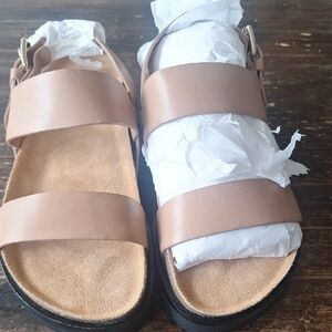 FRANKY4 HUNTER Minimalist Quality Leather Camel Color Sandals SIZE 7